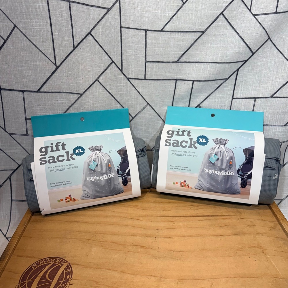Lot of 2 Buy Buy‎ Baby XL Gift Sack Reusable Gray Wrap for Stroller Car Seat New